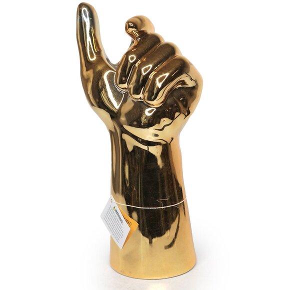 Metallic Gold Porcelain Hand Vase Floral Display Home Decor Thumbs Up Ceramic - Picture 3 of 12